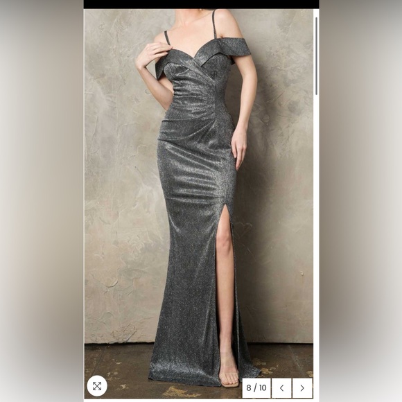JUNO 940 Cold shoulder Metallic long dress - Picture 5 of 7